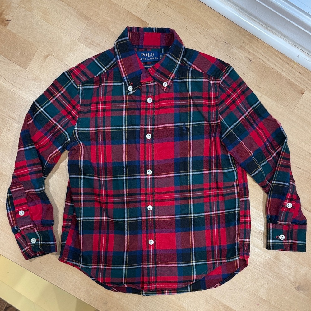 Polo by Ralph Lauren Boys Red and Green Plaid Shirt Size 4T